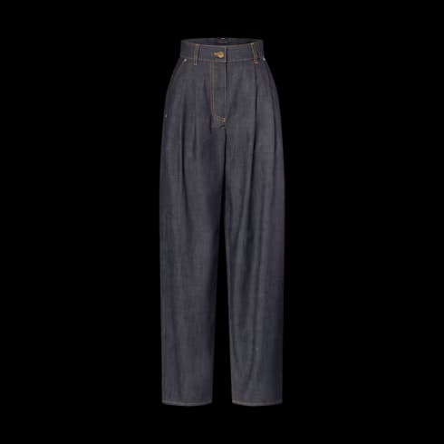 Wide-Cut Pleat Jeans